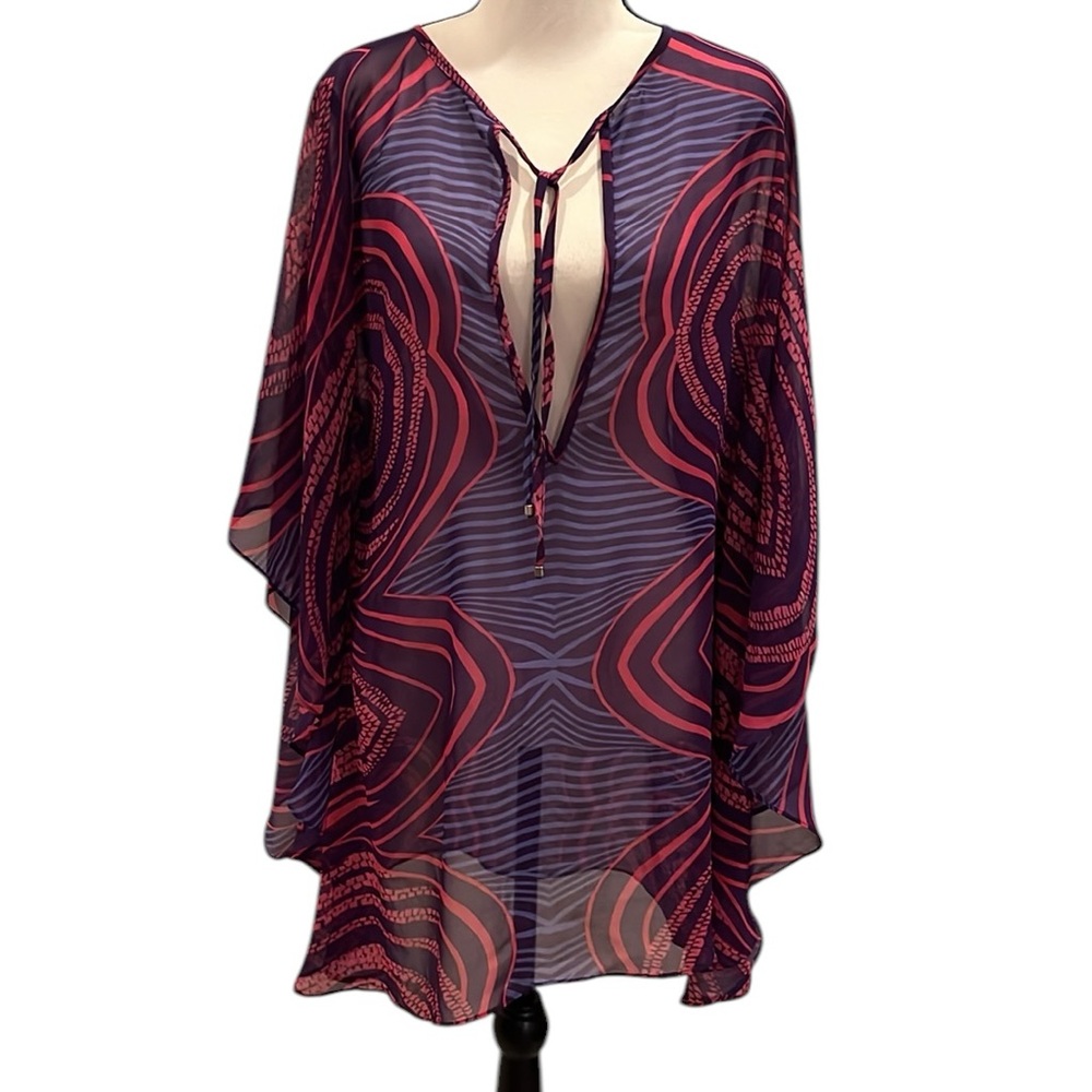 Elegant Women's Swim Coverup in Black and Red